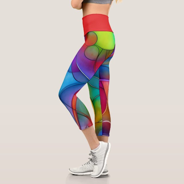Tie-dye Meet Lines and Colors Capri Leggings (Left)