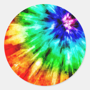 Tie Dye Meets Watercolor Classic Round Sticker
