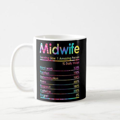 Tie Dye Midwife Nutrition Facts Doula Midwife Appr Coffee Mug