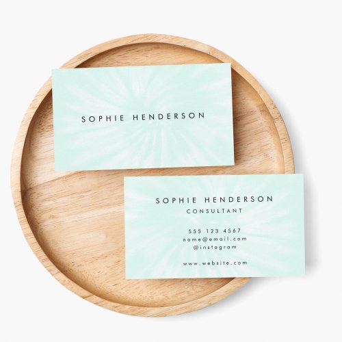 Tie Dye  Mint Green Soft Pastel Minimalist Business Card