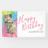 Tie Dye Modern Hippy Happy Birthday Photo