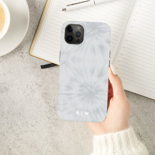 Tie Dye Modern Minimalist Gray Monogram Case-Mate iPhone 14 Case
