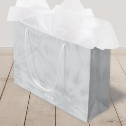 Tie Dye | Modern Minimalist Gray Monogram Large Gift Bag