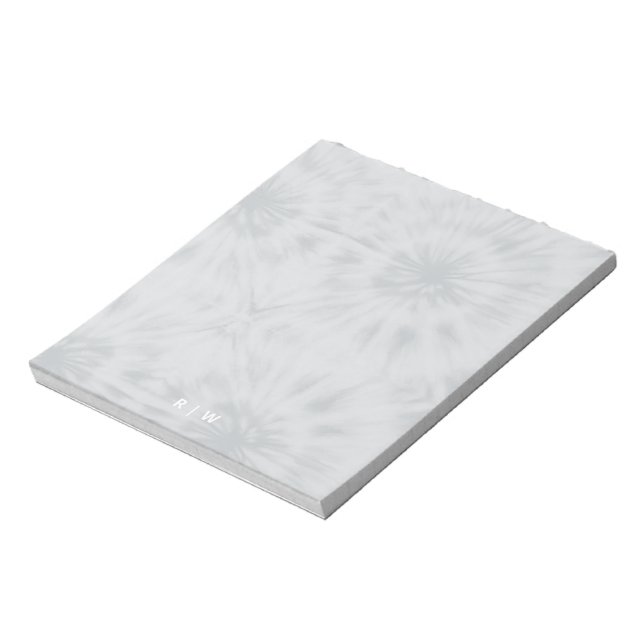 Tie Dye | Modern Minimalist Gray Monogram Notepad (Rotated)