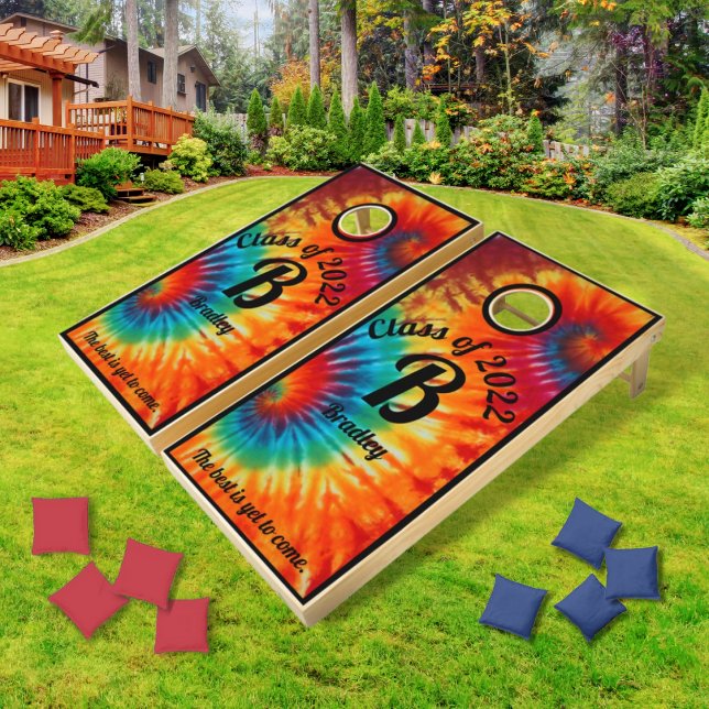 Tie Dye monogram Graduation Cornhole Set (Creator Uploaded)
