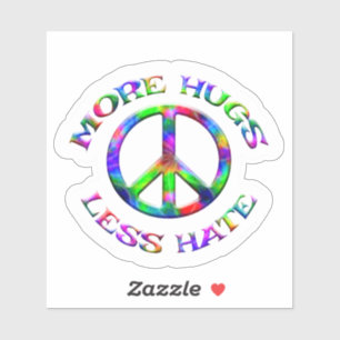 Tie Dye MORE HUGS LESS HATE Peace Sign Stickers