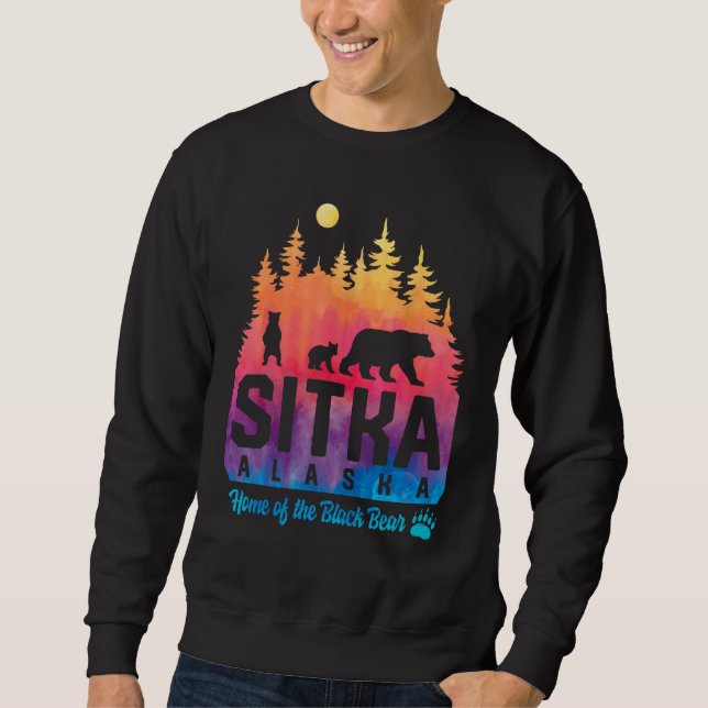 Tie Dye Mother Bear and Cubs Sitka Alaska Sweatshirt (Front)