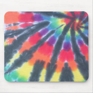 Tie Dye Mouse Pad Black Rainbow Spiral