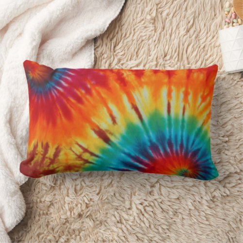 Tie Dye Multi Color Print Lumbar Pillow