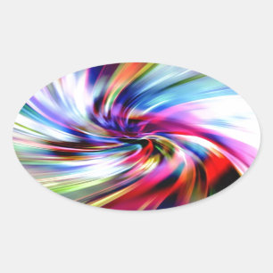 Tie Dye Multicolor Rainbow Electronic Swirls Oval Sticker