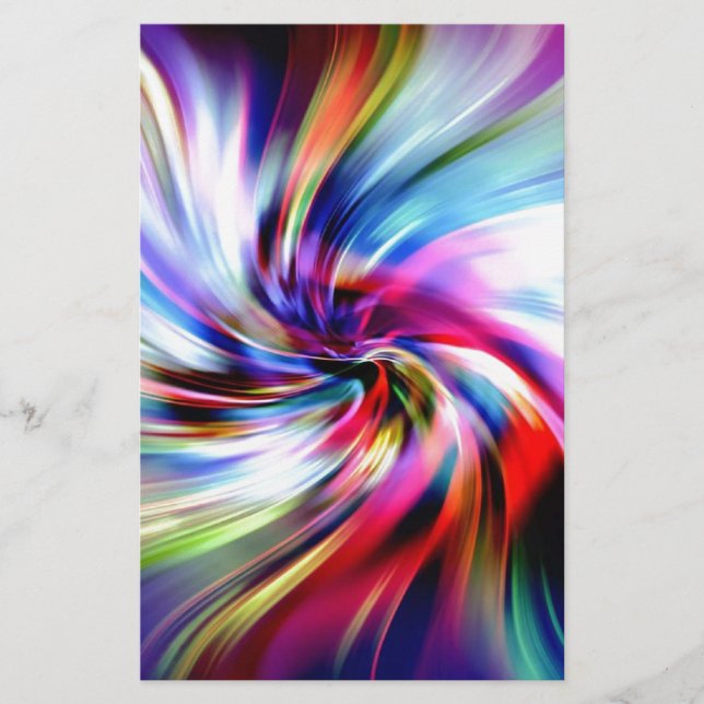 Tie Dye Multicolor Rainbow Electronic Swirls Stationery (Front)