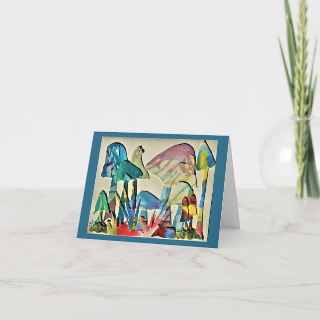 Tie Dye Mushrooms Letterpress Thank You Card (Front)