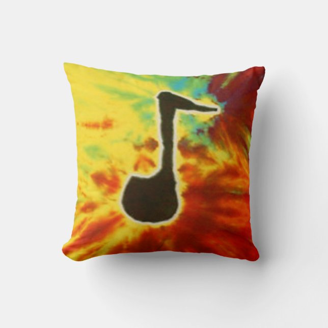 Tie Dye Music Note Pillow (Front)