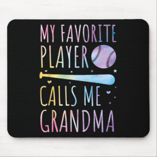 Tie-dye My Favorite Player Calls Me Grandma Baseba Mouse Pad