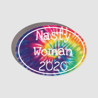 Tie dye nasty woman car magnet