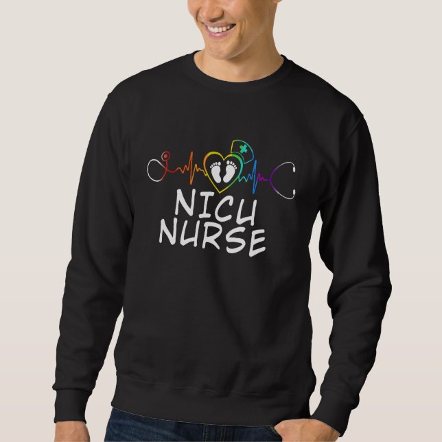 Tie Dye NICU Nurse Life Heartbeat NICU Nurse Week  Sweatshirt (Front)