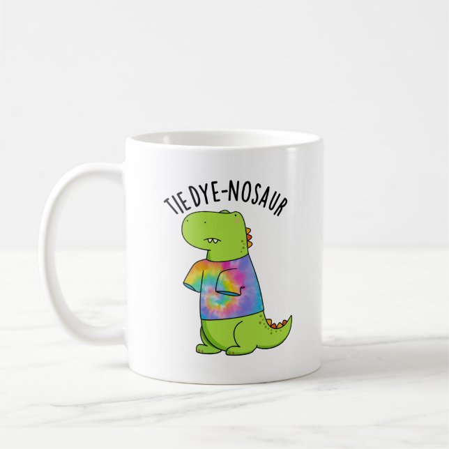 Tie-dye-nosaur Funny Dinosaur Pun  Coffee Mug (Left)