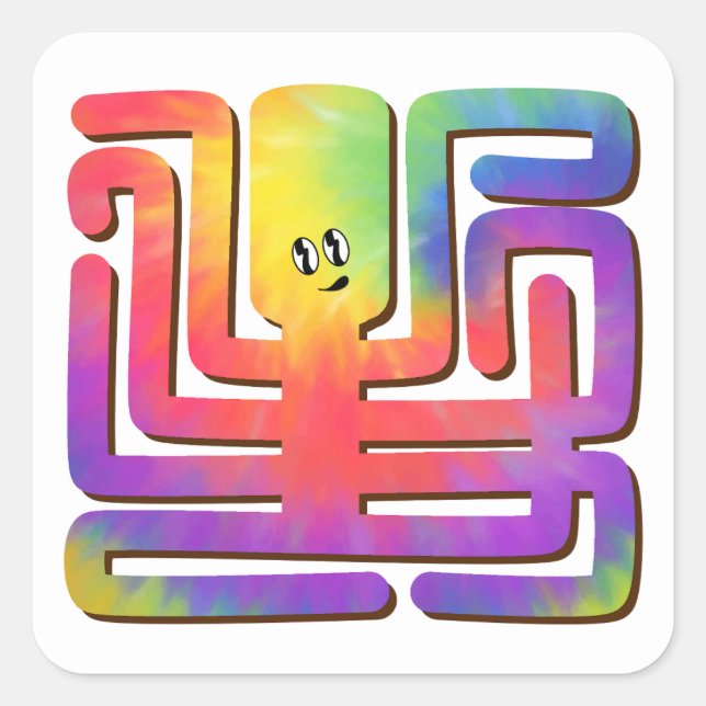 Tie-Dye Octopus  Square Sticker (Front)