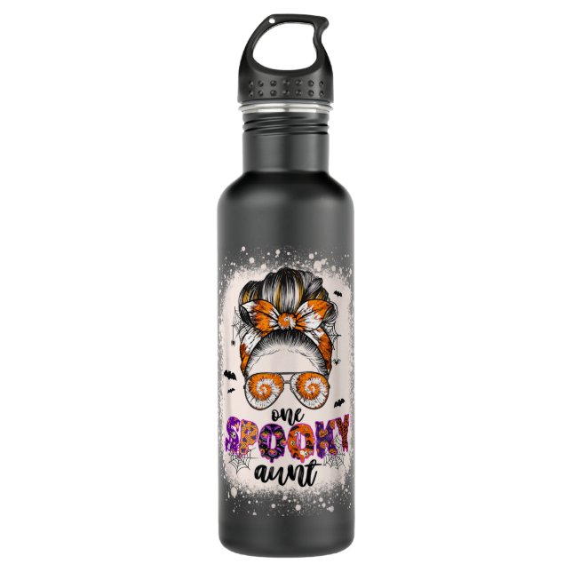 Tie Dye One Spooky Aunt Halloween Monster Messy Bu Stainless Steel Water Bottle (Front)