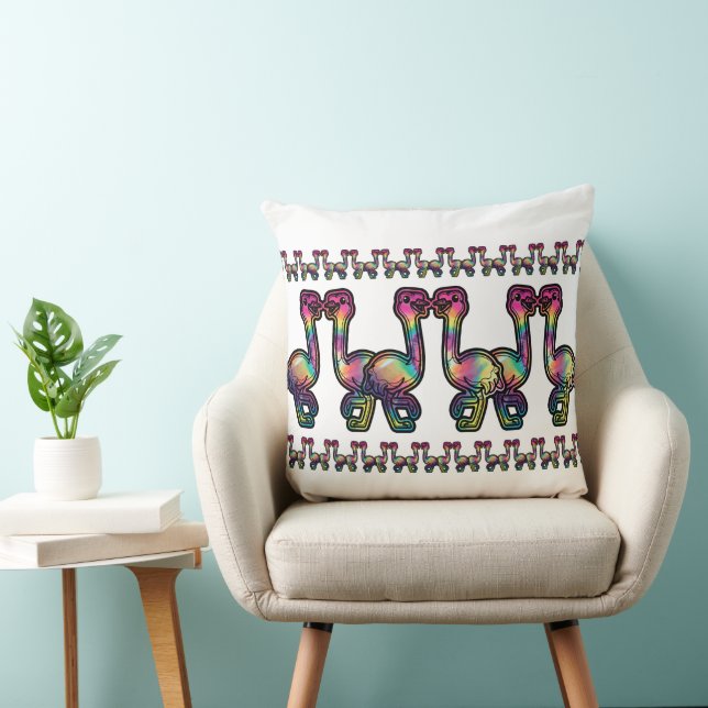 Tie Dye Ostrich Throw Pillow (Chair)