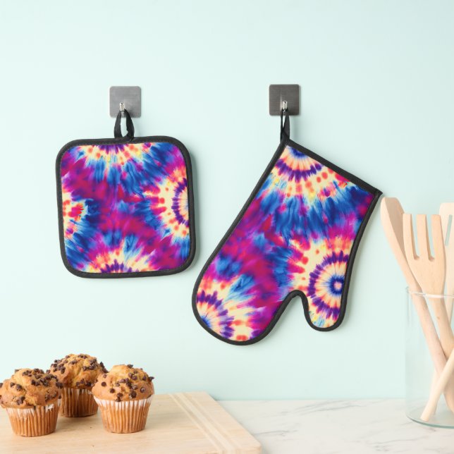 Tie-Dye Oven Mitt & Pot Holder Set (Insitu(Hanging))