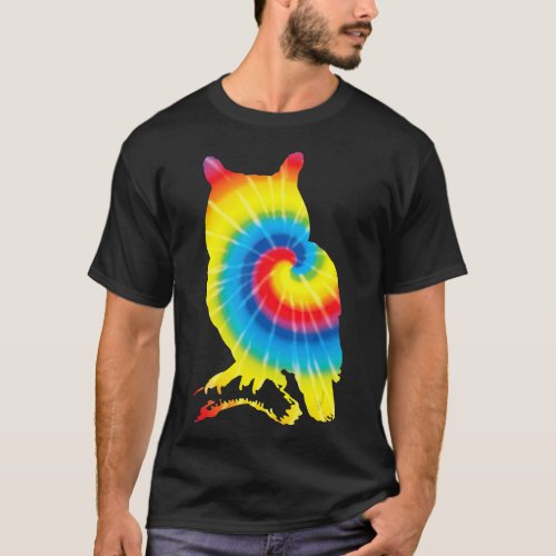 Tie Dye Owl Rainbow Print Bird Owlet Hippie Gift T_Shirt