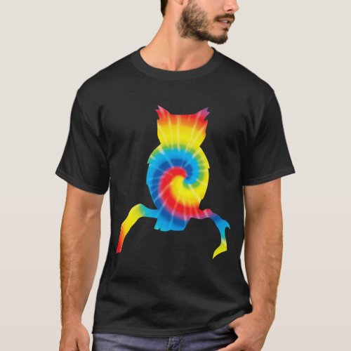 Tie Dye Owl Rainbow Print Bird Owlet Hippie Peace  T_Shirt