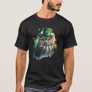 Tie Dye Owl Tuxedo Leprechaun Hat St Patrick's Day T-Shirt