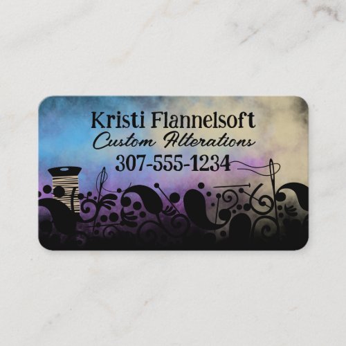 Tie dye paisley sewing notions seamstress quilter business card