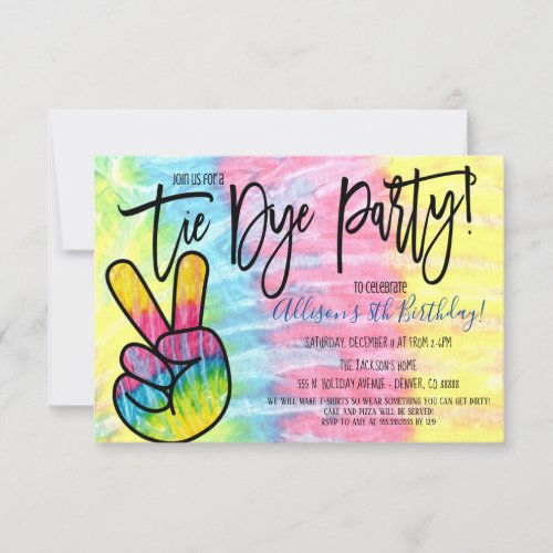 Tie Dye Party Invitation