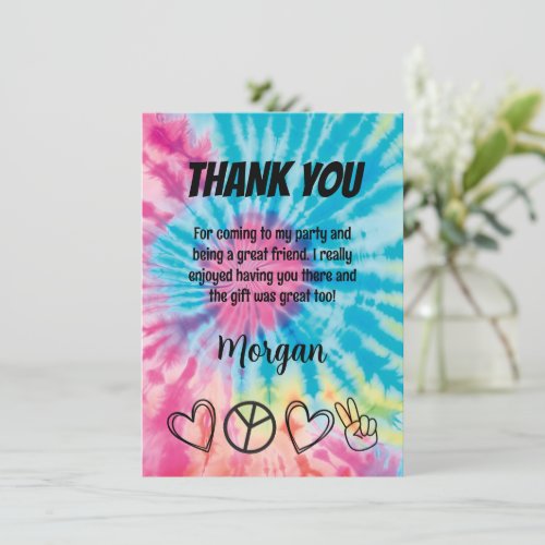 Tie Dye Party Thank You Card