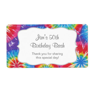 Tie Dye Party Water Bottle favor - customize it! Label