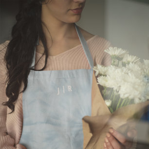 Tie Dye Pastel Blue Modern Stylish Monogram Apron