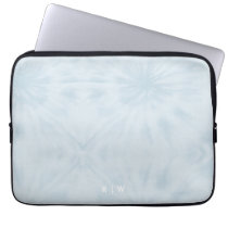 Tie Dye | Pastel Blue Modern Stylish Monogram Laptop Sleeve