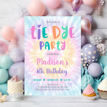 Tie Dye Pastel Boho Hippie Peace Love Birthday Invitation