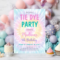 Tie Dye Pastel Hippie Peace Love Birthday Invitation