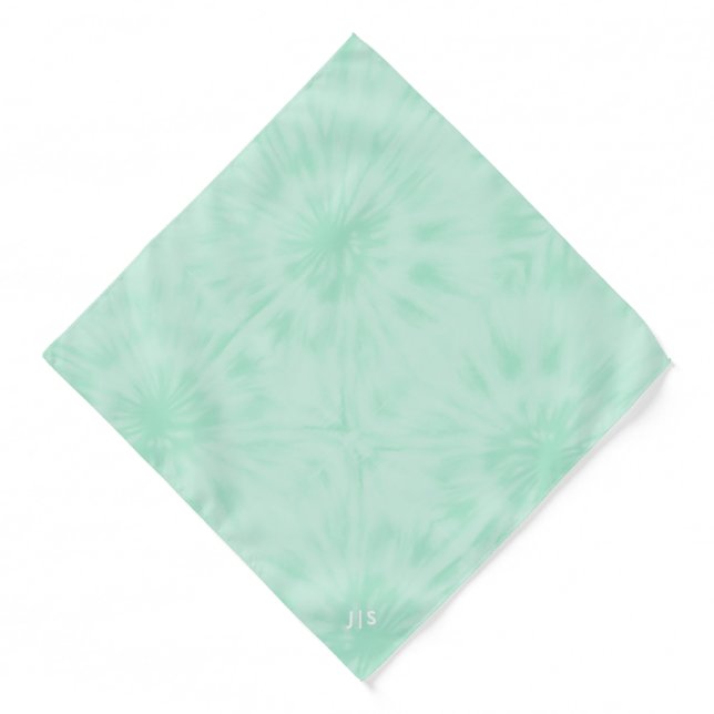 Tie Dye | Pastel Mint Green Monogram Bandana (Front)