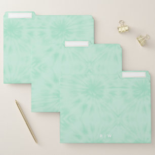 Tie Dye Pastel Mint Green Monogram File Folder