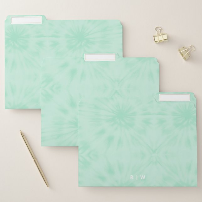 Tie Dye | Pastel Mint Green Monogram File Folder (Set)