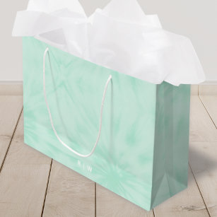 Tie Dye   Pastel Mint Green Monogram Large Gift Bag