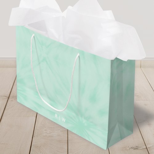 Tie Dye  Pastel Mint Green Monogram Large Gift Bag