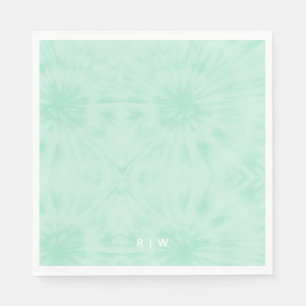 Tie Dye Pastel Mint Green Monogram Napkins