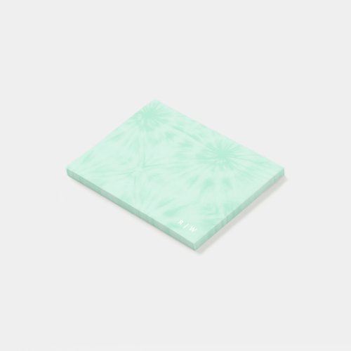 Tie Dye  Pastel Mint Green Monogram Post_it Notes