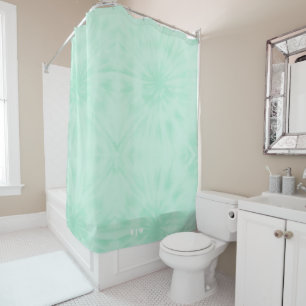 Tie Dye   Pastel Mint Green Monogram Shower Curtain