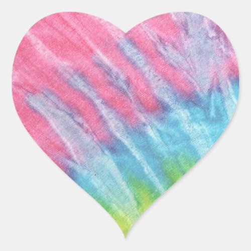 Tie Dye Pastel Pink and Aqua Heart Sticker