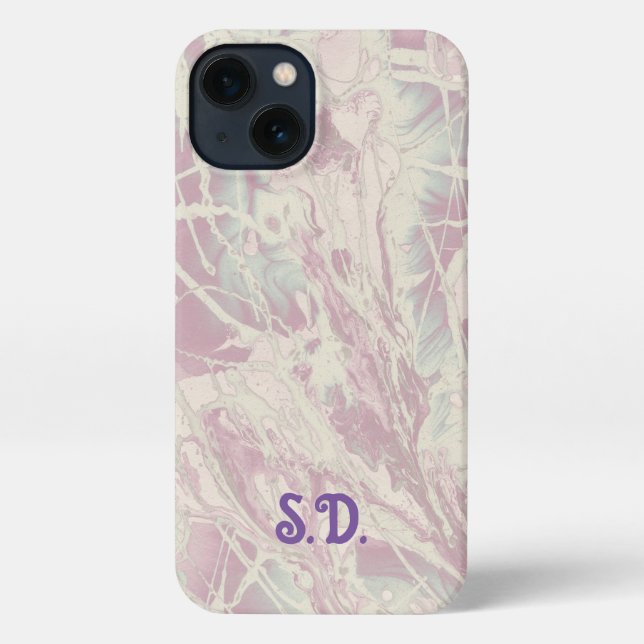 Tie Dye | Pastel Pink Blue Monogram  iPhone Case (Back)