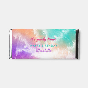 Tie Dye Pastel Pink Orange Teal Purple Birthday Hershey Bar Favors
