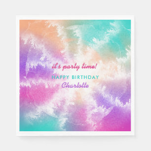 Tie Dye Pastel Pink Orange Teal Purple Birthday Napkins