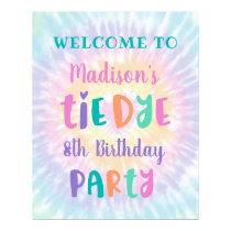 Tie Dye Pastel Rainbow Boho Birthday Welcome Poster