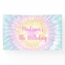 Tie Dye Pastel Rainbow Boho Hippie Birthday Banner